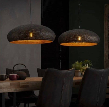 Handmade Black Dome Metal Pendant Light – Gold Interior Finish