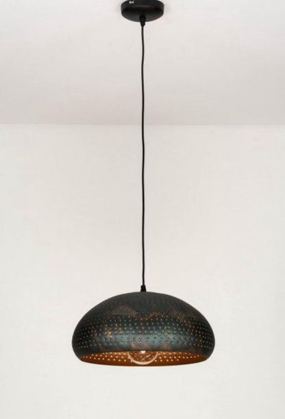 Handmade Black Dome Metal Pendant Light – Gold Interior Finish