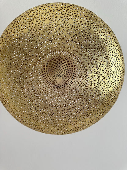 Handmade Moroccan Brass Flush Mount Light – Pierced Ceiling Lamp – Moroccan Chandelier