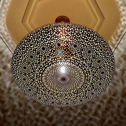 Handmade Moroccan Brass Flush Mount Light – Pierced Ceiling Lamp – Moroccan Chandelier