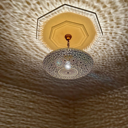 Handmade Moroccan Brass Flush Mount Light – Pierced Ceiling Lamp – Moroccan Chandelier