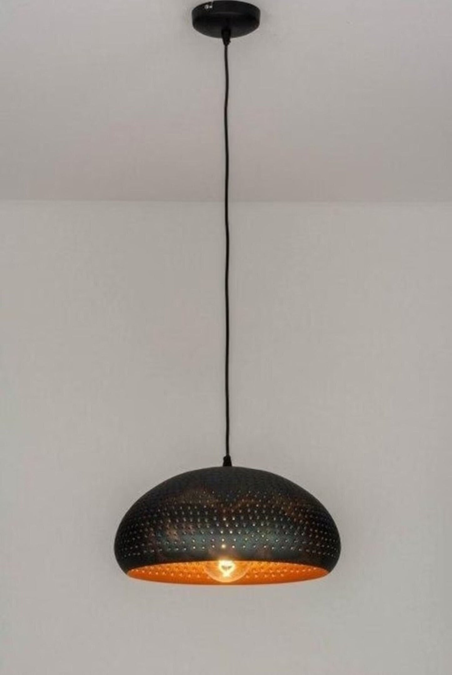 Handmade Black Dome Metal Pendant Light – Gold Interior Finish