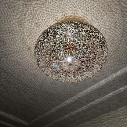 Handmade Moroccan Brass Flush Mount Light – Pierced Ceiling Lamp – Moroccan Chandelier