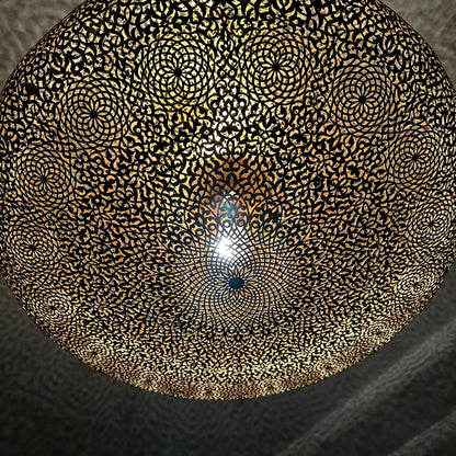 Handmade Moroccan Brass Flush Mount Light – Pierced Ceiling Lamp – Moroccan Chandelier