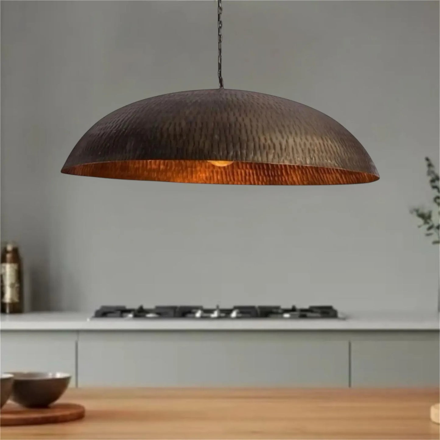 Handmade Moroccan Hammered Brass Pendant Light – Antique Brass Ceiling Fixture