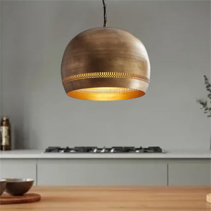 Handmade Moroccan Brass Dome Pendant Light – Gold Finish