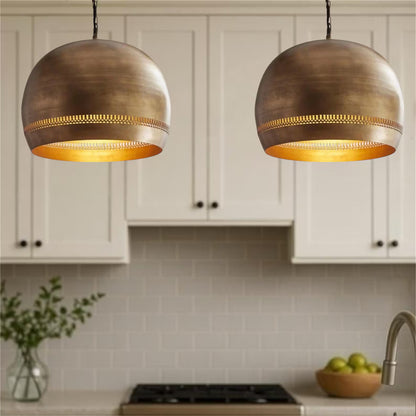 Handmade Moroccan Brass Dome Pendant Light – Gold Finish