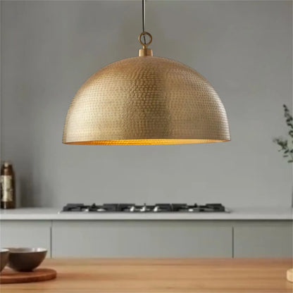 Handmade Hammered Brass Dome Pendant Light – Moroccan Ceiling Fixture