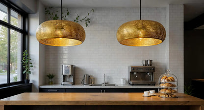 Handmade Moroccan Brass Pendant Light – Pierced Egg Shape Ceiling Lamp – Oriental Home Décor