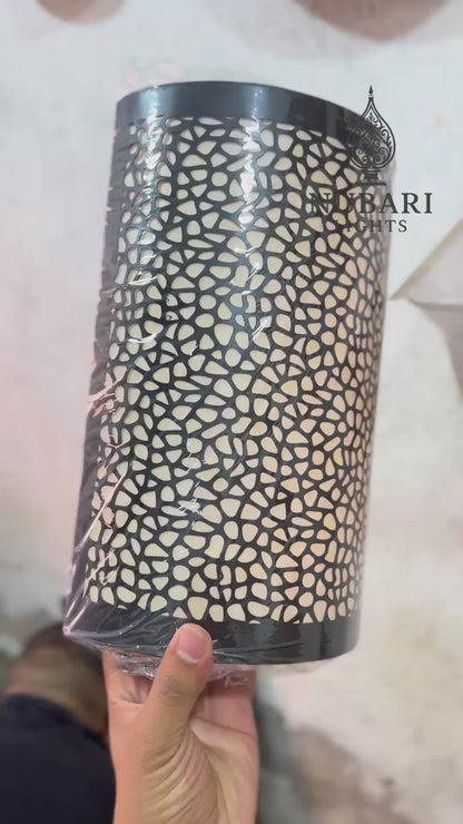 Handmade Moroccan Brass Wall Light – Cylindrical Pierced Sconce